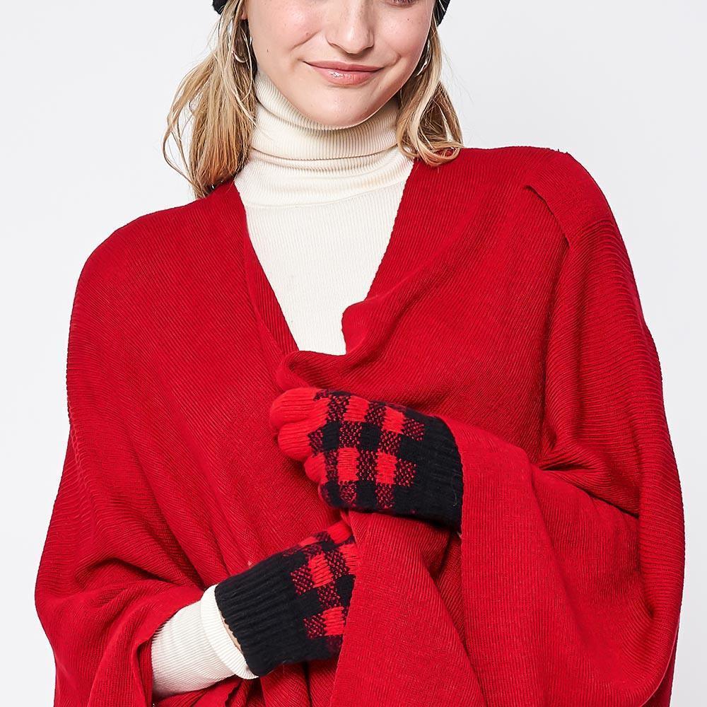 Red Buffalo Check Smart Touch Gloves - Jewelry Store by Erik Rayo
