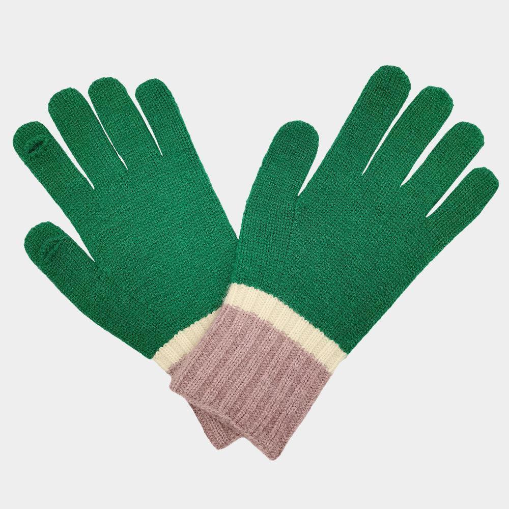 Green Color Block Knit Gloves - Jewelry Store by Erik Rayo