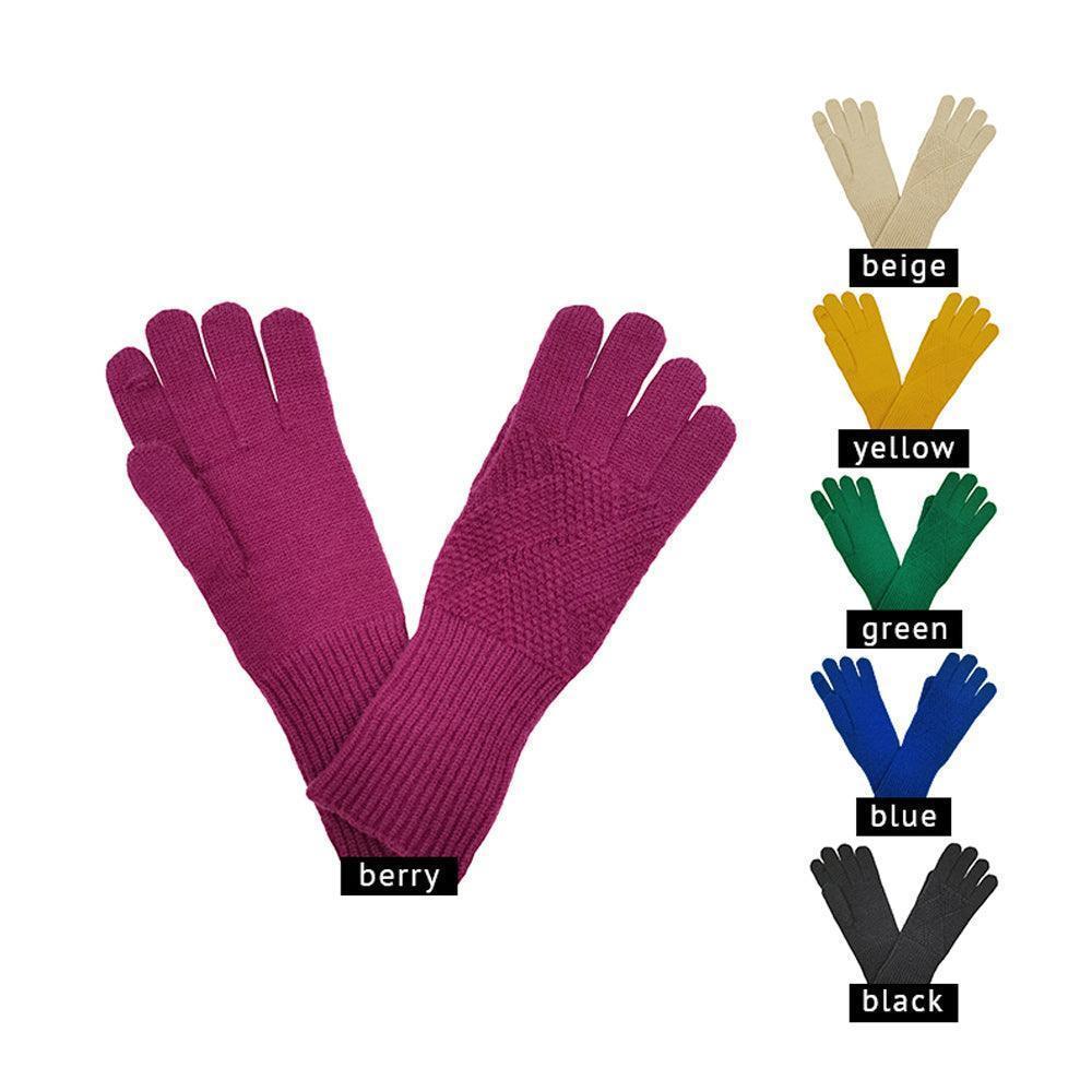 Blue Solid Criss Cross Knit Smart Touch Gloves - Jewelry Store by Erik Rayo