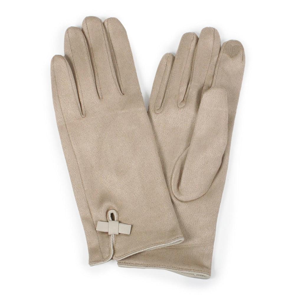 Beige Ribbon Pointed Touch Smart Gloves - Jewelry Store by Erik Rayo