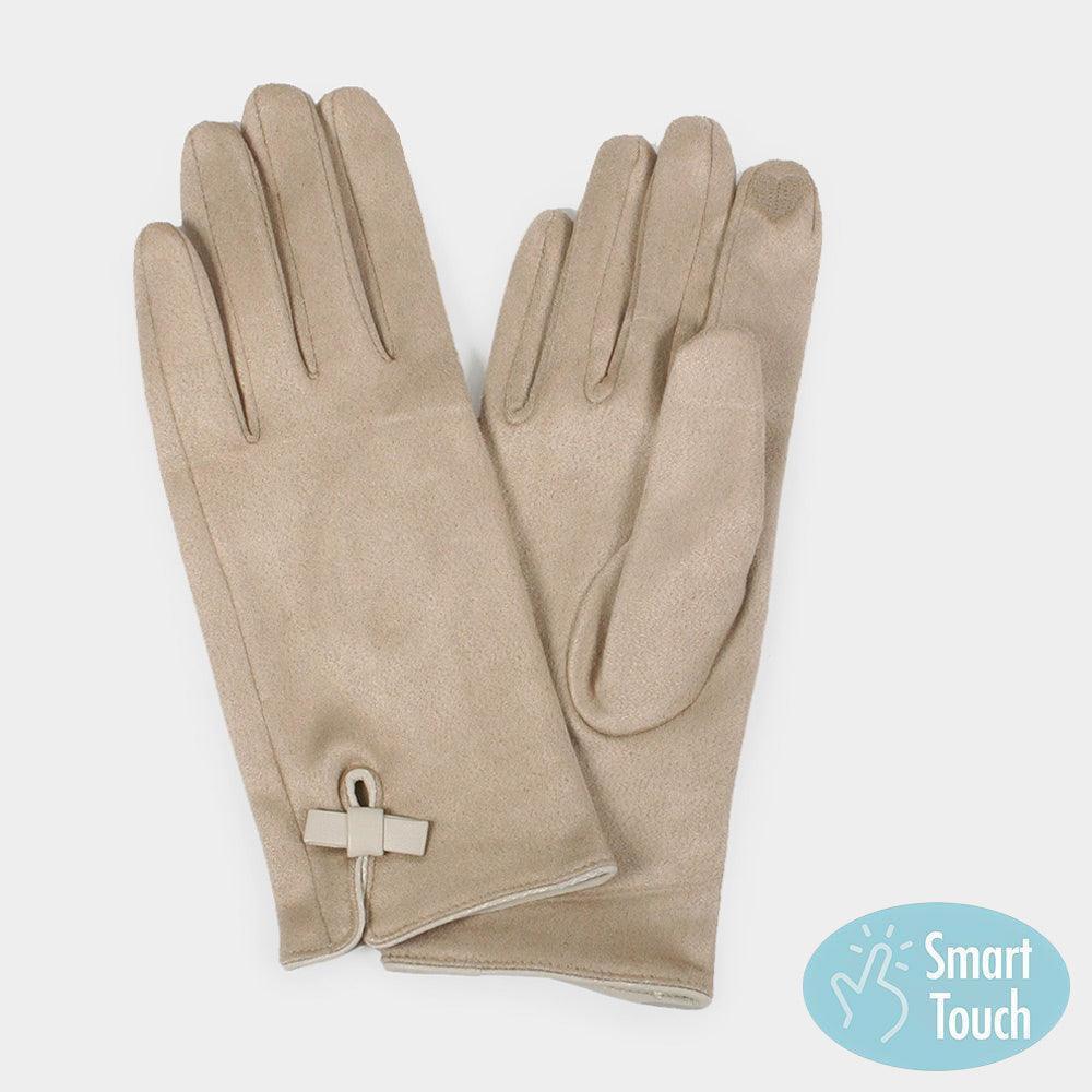 Beige Ribbon Pointed Touch Smart Gloves - Jewelry Store by Erik Rayo