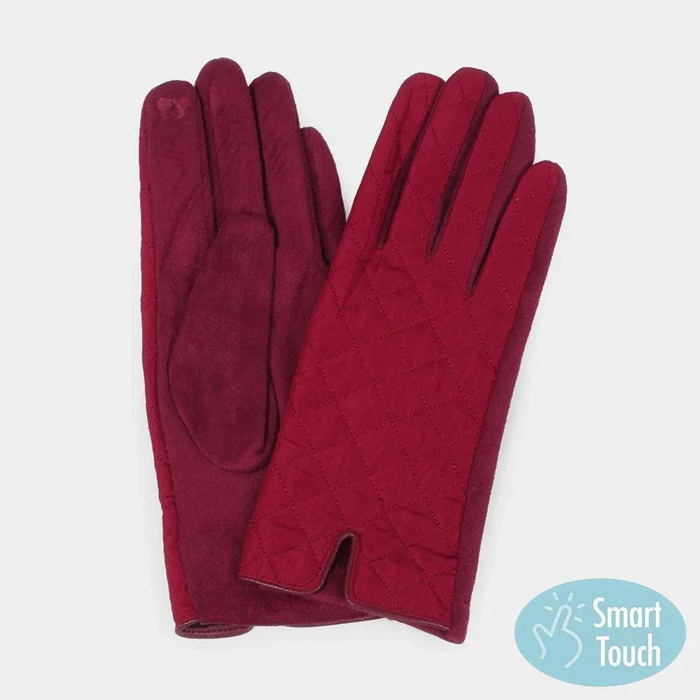 Burgundy Quilted Touch Smart Gloves - Jewelry Store by Erik Rayo