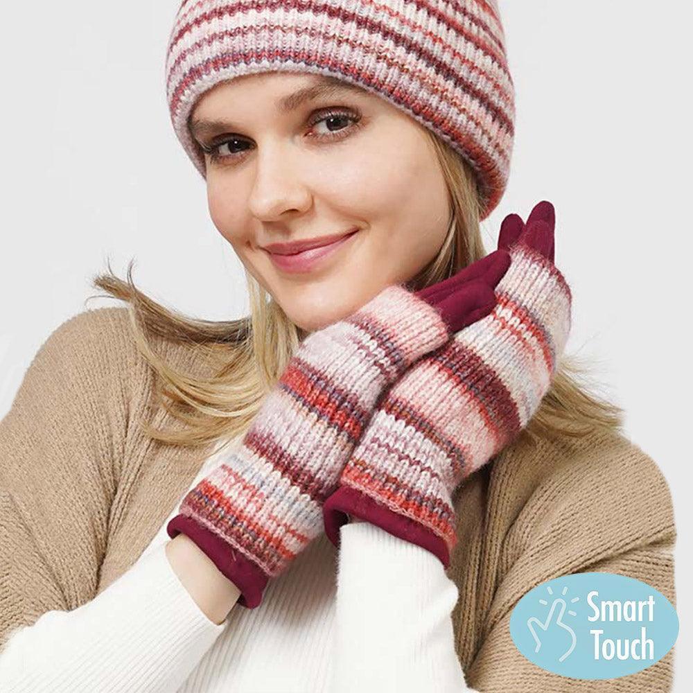 Burgundy 3 In 1 Multi Colored Touch Smart Gloves - Jewelry Store by Erik Rayo