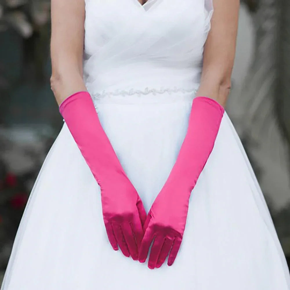 Fuchsia Medium Satin Wedding Gloves - Jewelry Store by Erik Rayo