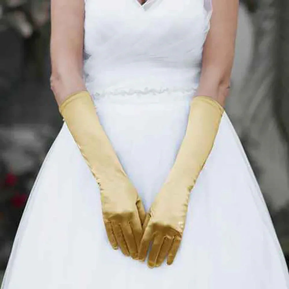 Gold Medium Satin Wedding Gloves - Jewelry Store by Erik Rayo