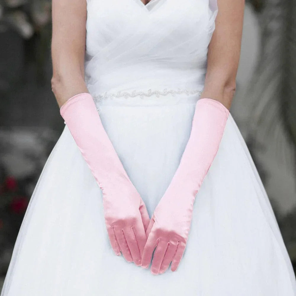 Pink Medium Satin Wedding Gloves - Jewelry Store by Erik Rayo