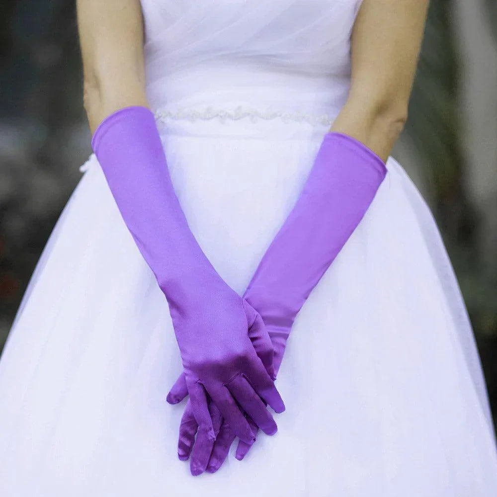 Purple Medium Satin Wedding Gloves - Jewelry Store by Erik Rayo