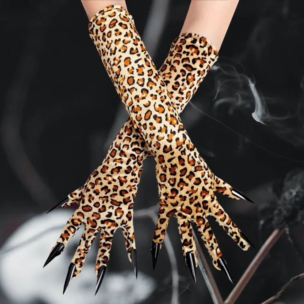 Leopard Patterned Long Nails Claws Gloves - Jewelry Store by Erik Rayo