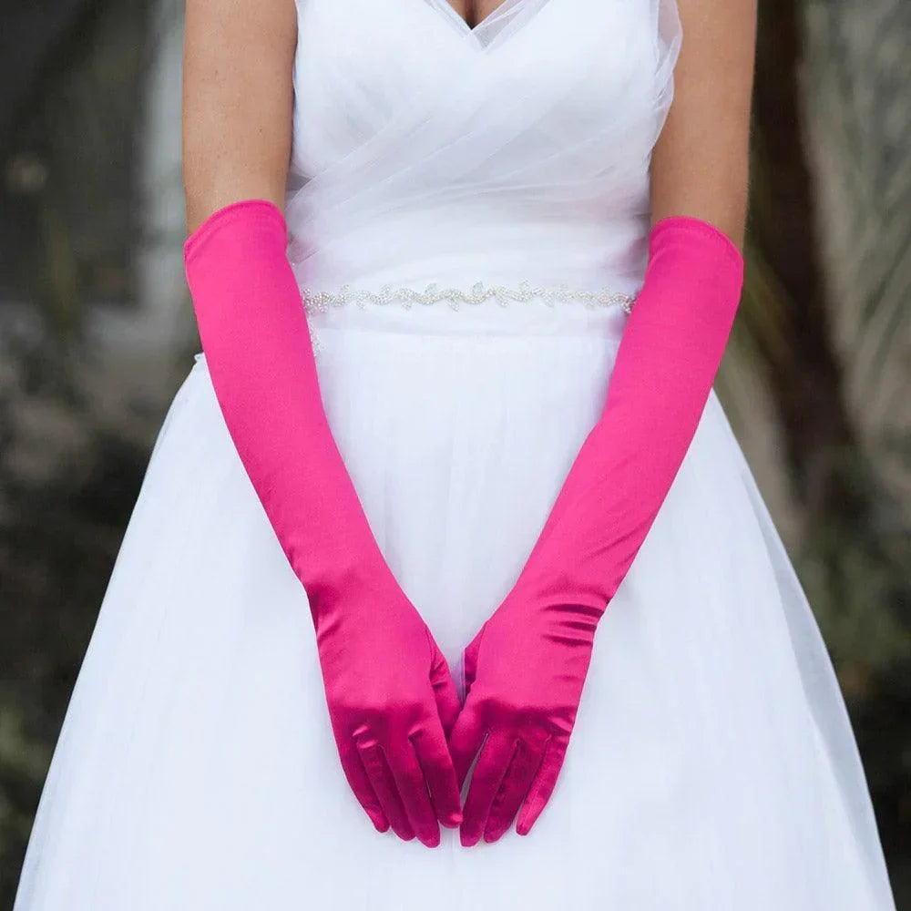 Fuchsia Dressy Satin Wedding Gloves - Jewelry Store by Erik Rayo
