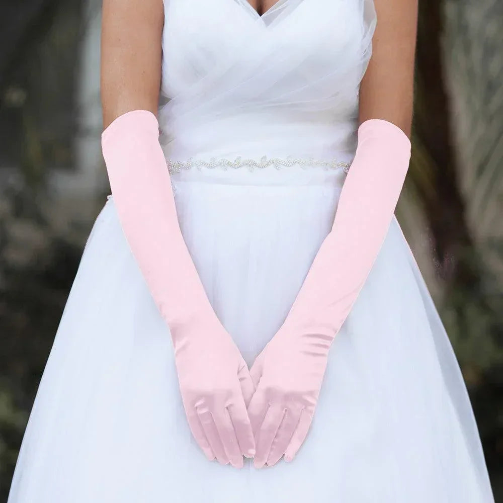 Pink Dressy Satin Wedding Gloves - Jewelry Store by Erik Rayo