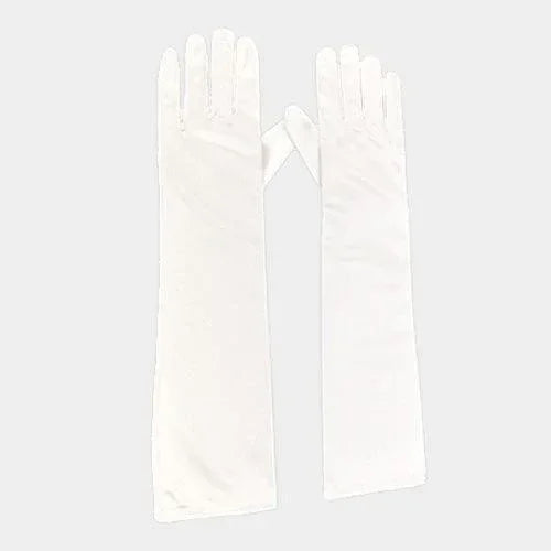 Ivory Dressy Satin Long Wedding Gloves - Jewelry Store by Erik Rayo