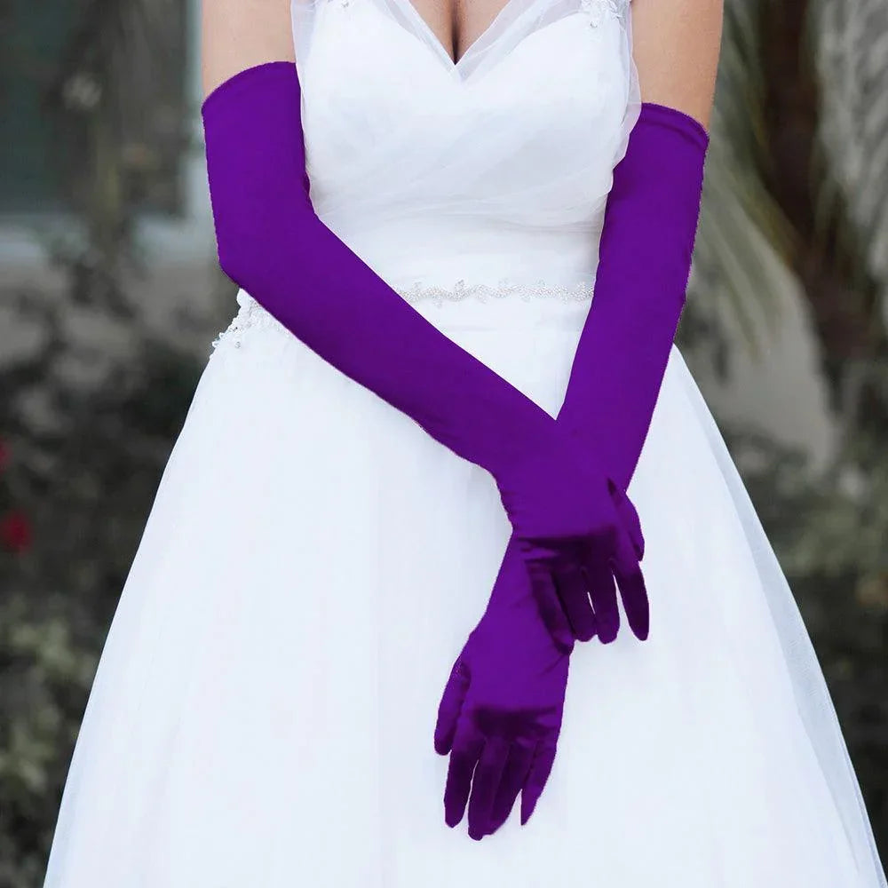 Purple Dressy Satin Long Wedding Gloves - Jewelry Store by Erik Rayo