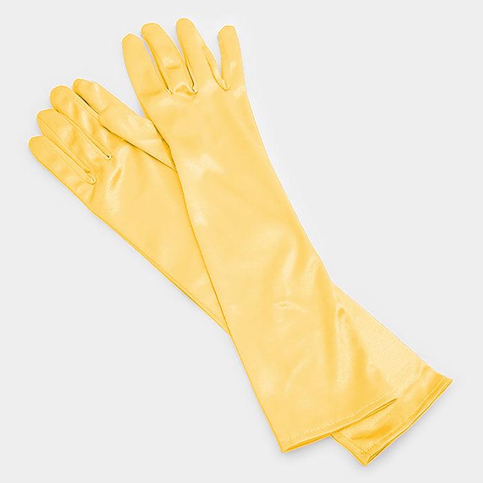 Yellow Dressy satin gloves