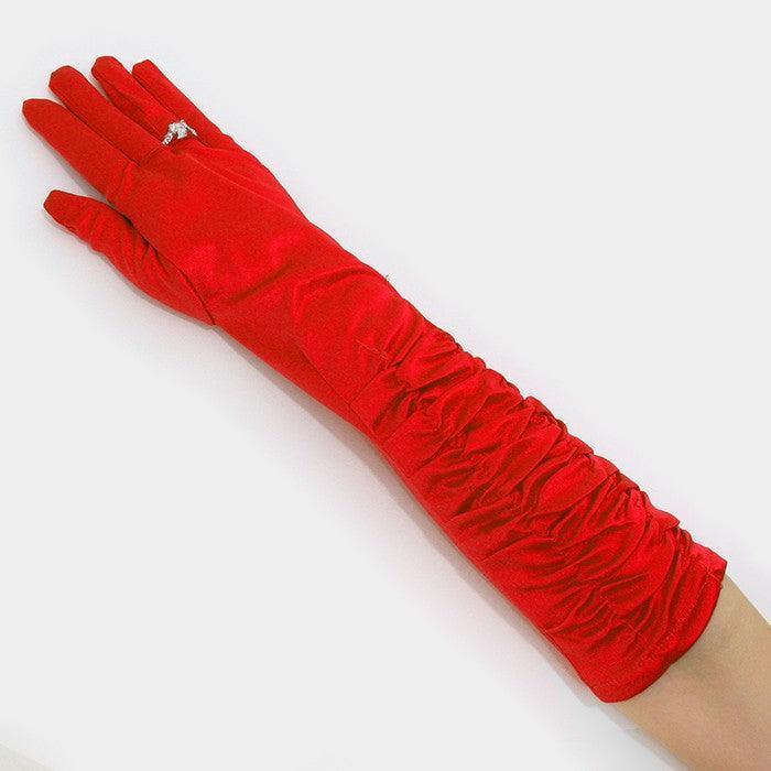 Burgundy Dressy satin ruffle gloves - Jewelry Store by Erik Rayo