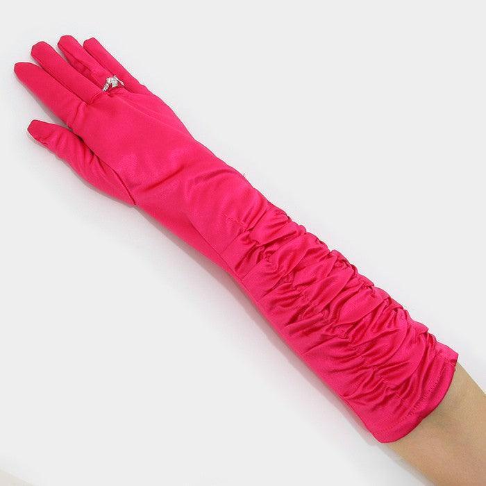 Fuchsia Dressy satin ruffle gloves - Jewelry Store by Erik Rayo