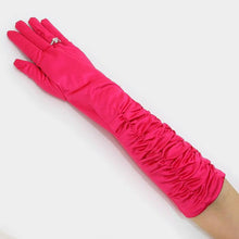 Load image into Gallery viewer, Fuchsia Dressy satin ruffle gloves
