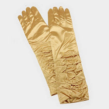 Load image into Gallery viewer, Gold Dressy satin ruffle gloves
