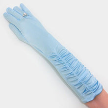 Load image into Gallery viewer, Blue Dressy satin ruffle gloves
