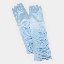 Load image into Gallery viewer, Blue Dressy satin ruffle gloves
