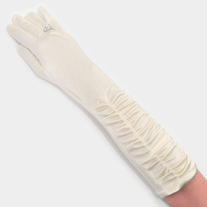 Ivory Dressy satin ruffle gloves - Jewelry Store by Erik Rayo