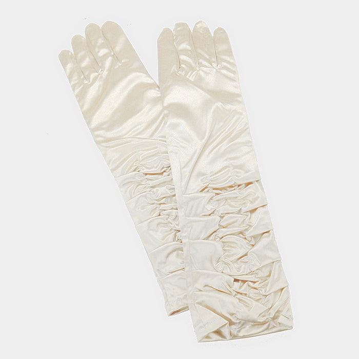 Ivory Dressy satin ruffle gloves - Jewelry Store by Erik Rayo