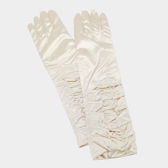 Ivory Dressy satin ruffle gloves