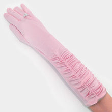 Load image into Gallery viewer, Pink Dressy satin ruffle gloves
