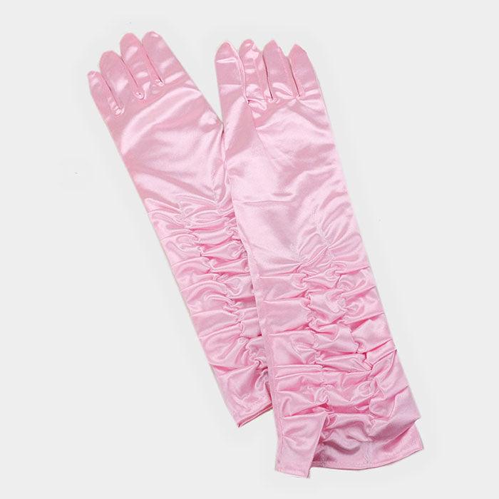 Pink Dressy satin ruffle gloves