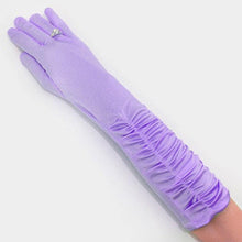 Load image into Gallery viewer, Purple Dressy satin ruffle gloves
