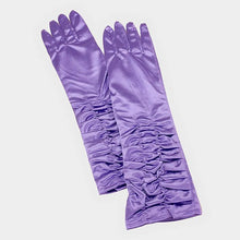 Load image into Gallery viewer, Purple Dressy satin ruffle gloves
