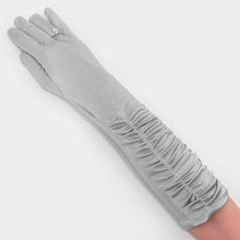 Load image into Gallery viewer, Silver Dressy satin ruffle gloves
