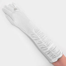 Load image into Gallery viewer, White Dressy satin ruffle gloves
