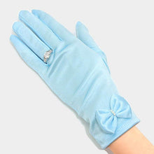 Load image into Gallery viewer, Blue Dressy satin bow gloves
