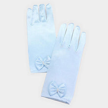 Load image into Gallery viewer, Blue Dressy satin bow gloves
