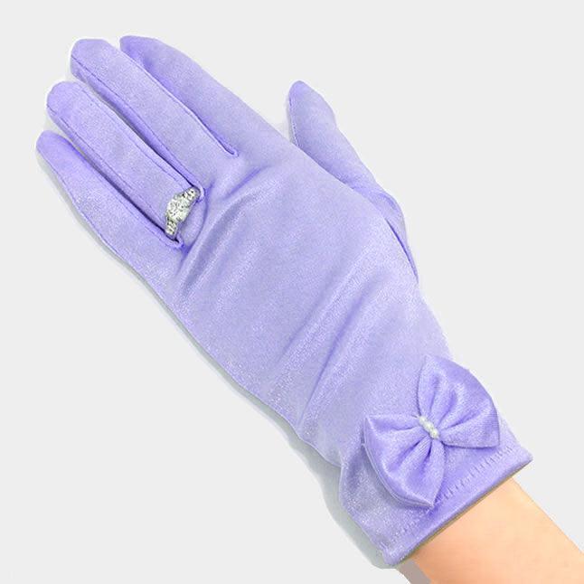 Purple Dressy satin bow gloves - Jewelry Store by Erik Rayo