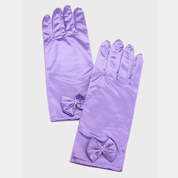 Purple Dressy satin bow gloves - Jewelry Store by Erik Rayo