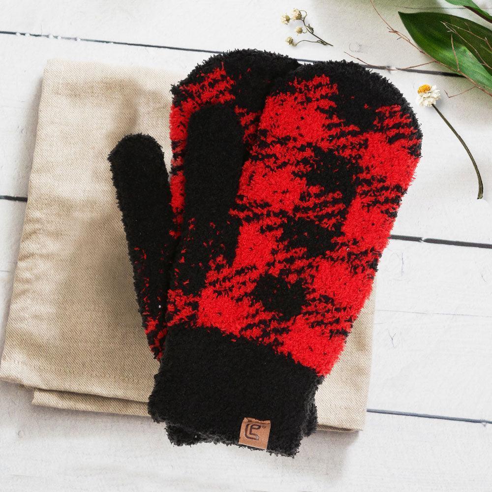 Red Buffalo Check Cozy Mitten Gloves - Jewelry Store by Erik Rayo