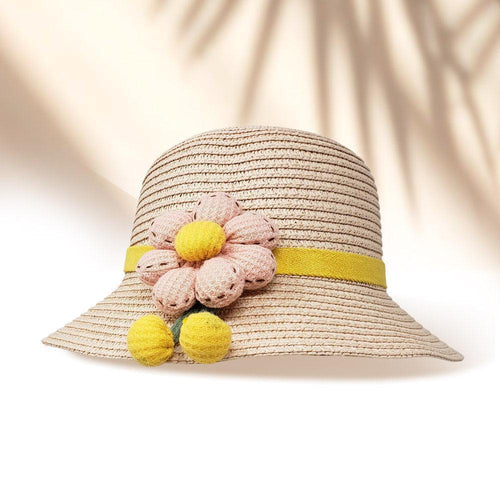 2 Pack Flower Accented Straw Kids Sun Hat Crossbody Bag Set - Jewelry Store by Erik Rayo