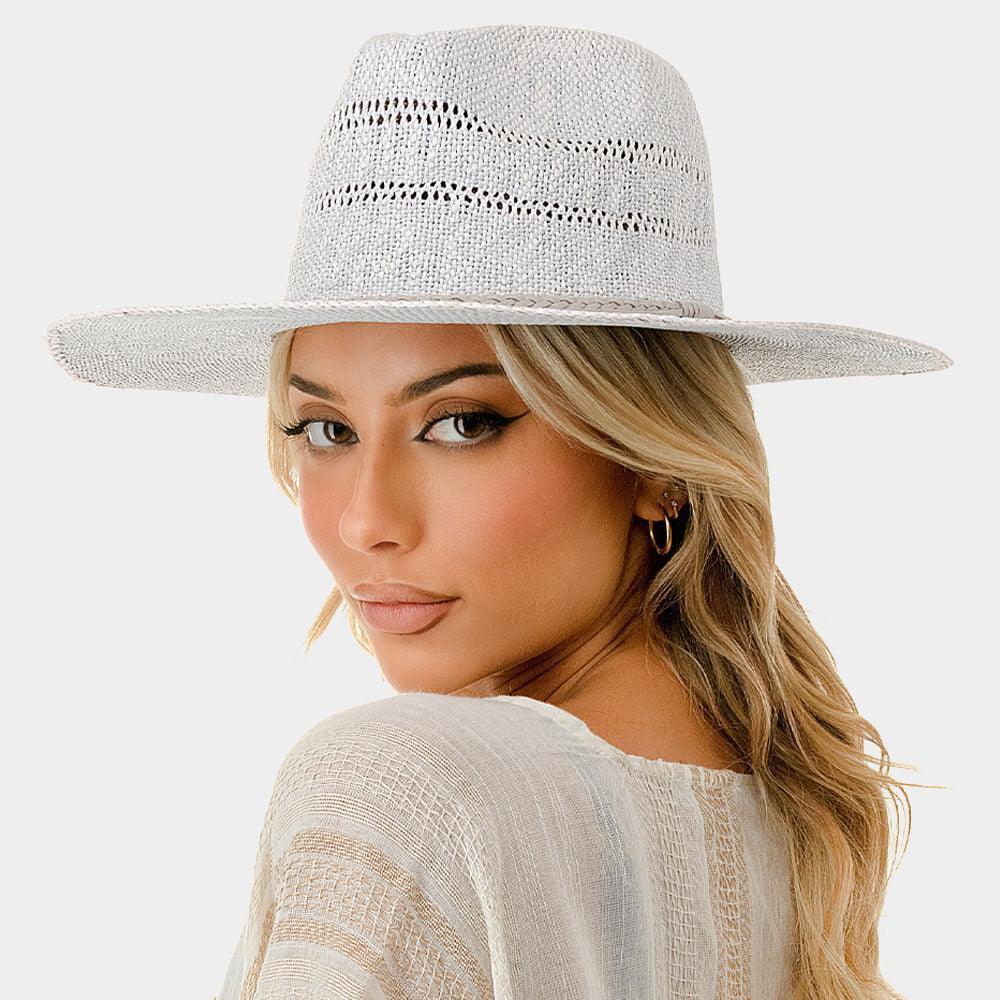 Braided Trim Woven Straw Fedora Hat - Jewelry Store by Erik Rayo