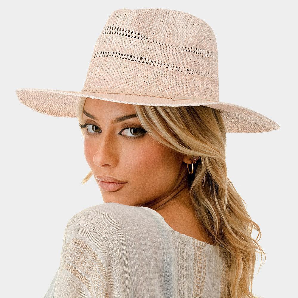 Braided Trim Woven Straw Fedora Hat - Jewelry Store by Erik Rayo