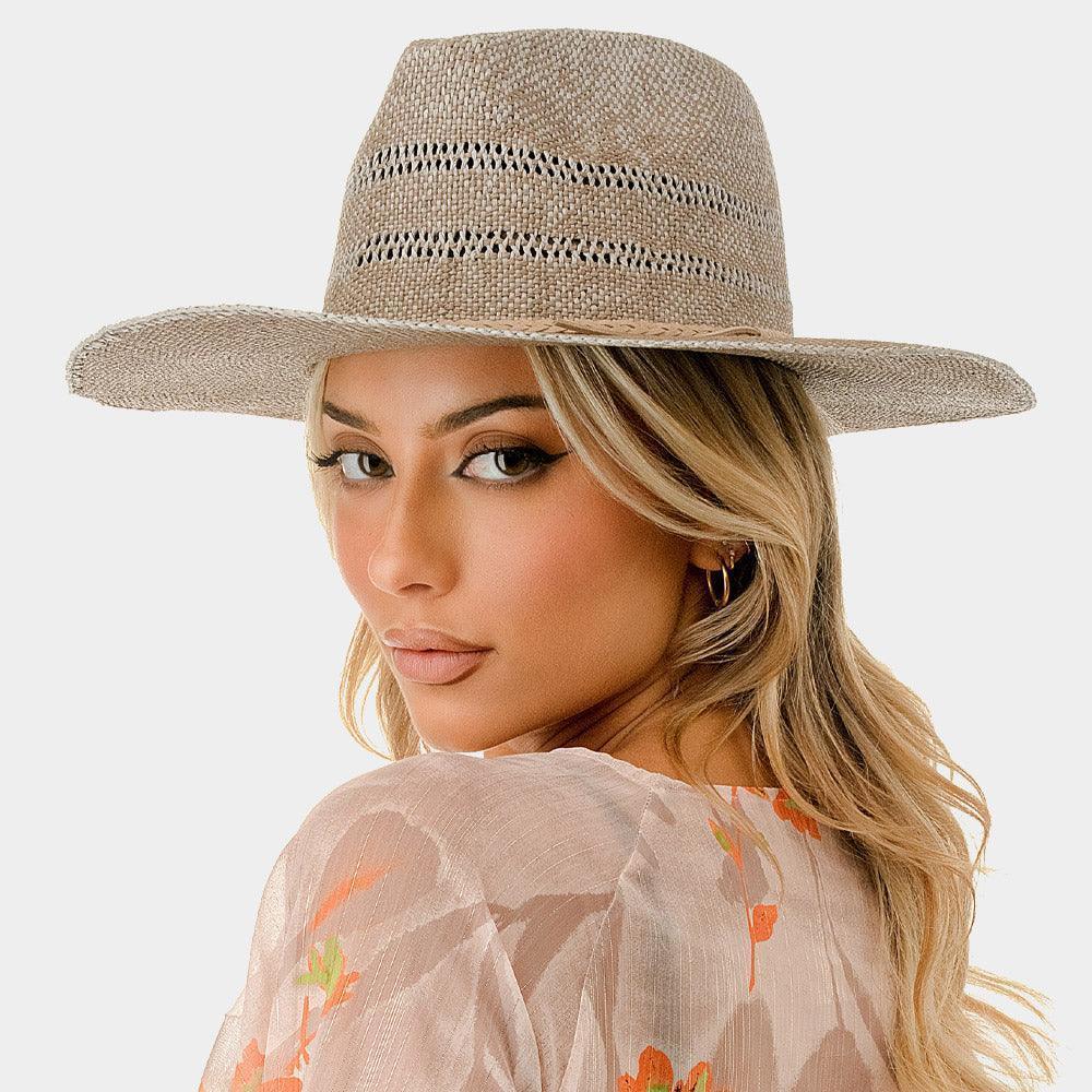 Braided Trim Woven Straw Fedora Hat - Jewelry Store by Erik Rayo