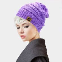 Load image into Gallery viewer, Solid Knitted Hashtag Beanie Hat
