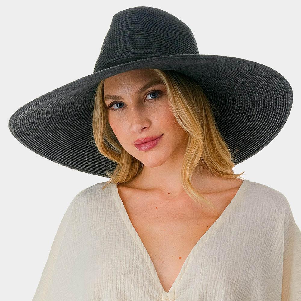 Tie Trim Woven Straw Hat