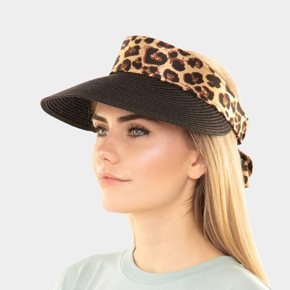 Leopard Bow Straw Visor Hat - Jewelry Store by Erik Rayo