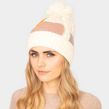 Load image into Gallery viewer, Patch Fleece Pom Pom Beanie Hat
