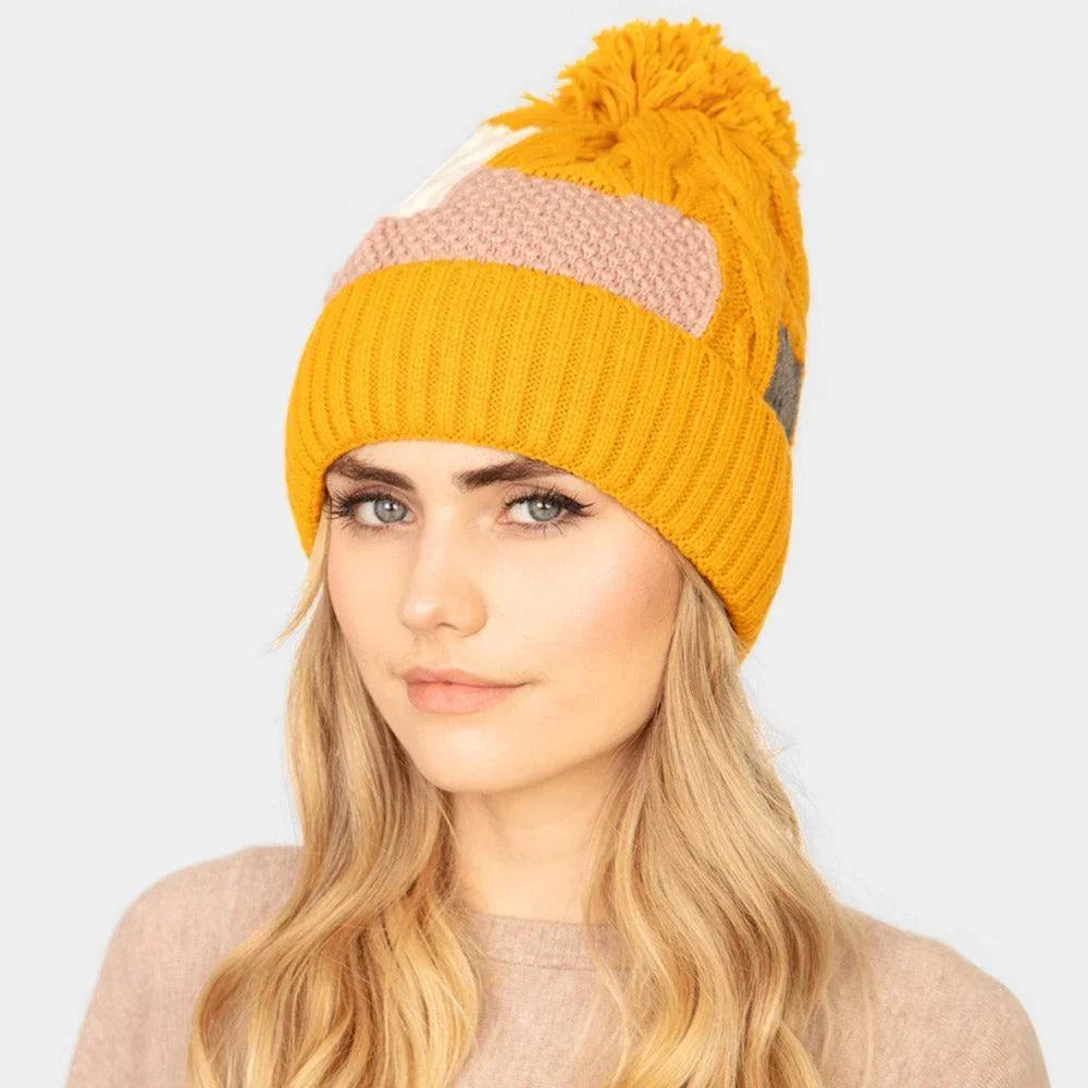 Patch Fleece Pom Pom Beanie Hat - Jewelry Store by Erik Rayo