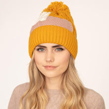 Load image into Gallery viewer, Patch Fleece Pom Pom Beanie Hat
