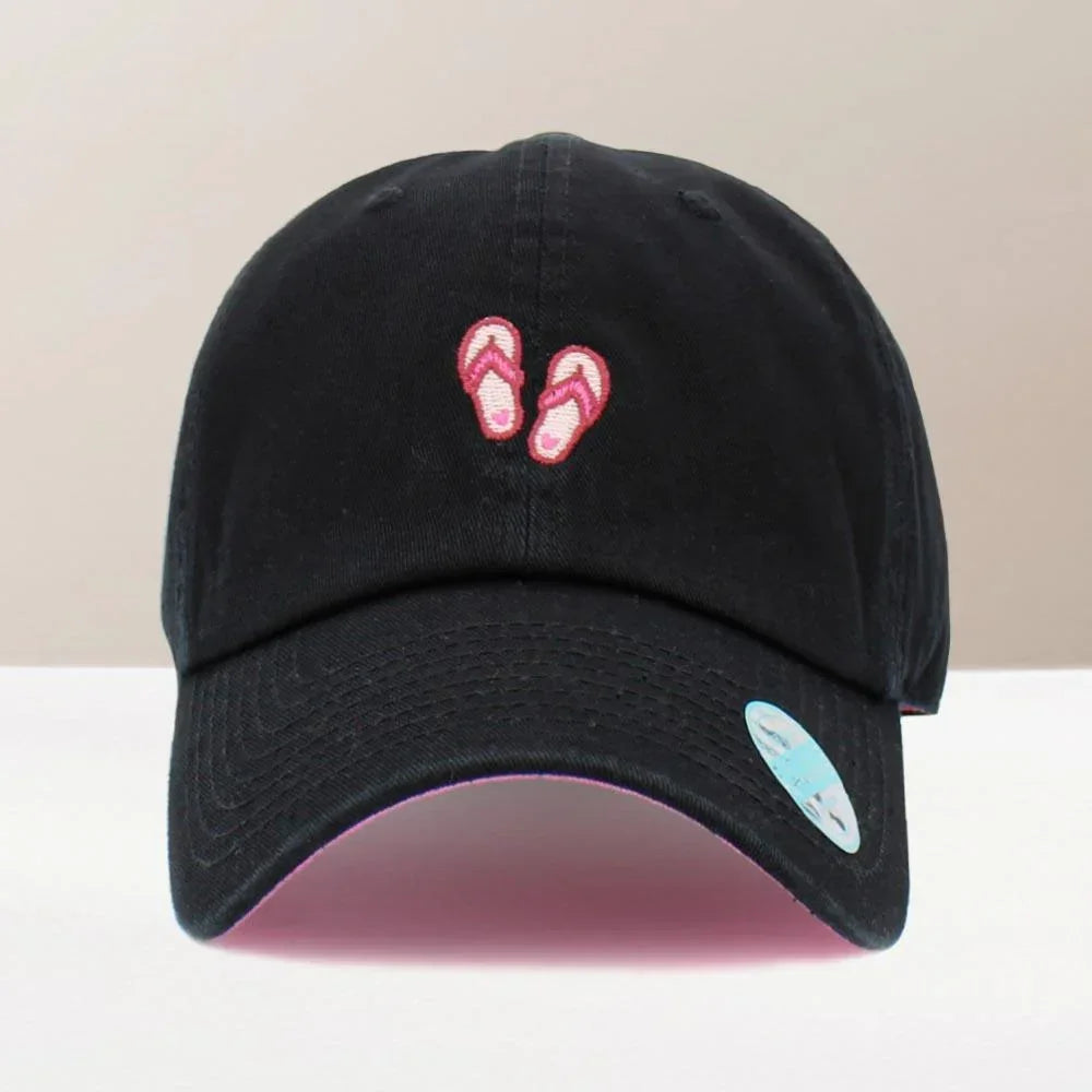 Flip Flops Embroidered Baseball Cap - Jewelry Store by Erik Rayo
