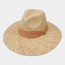 Load image into Gallery viewer, Knot Trim Woven Straw Fedora Hat
