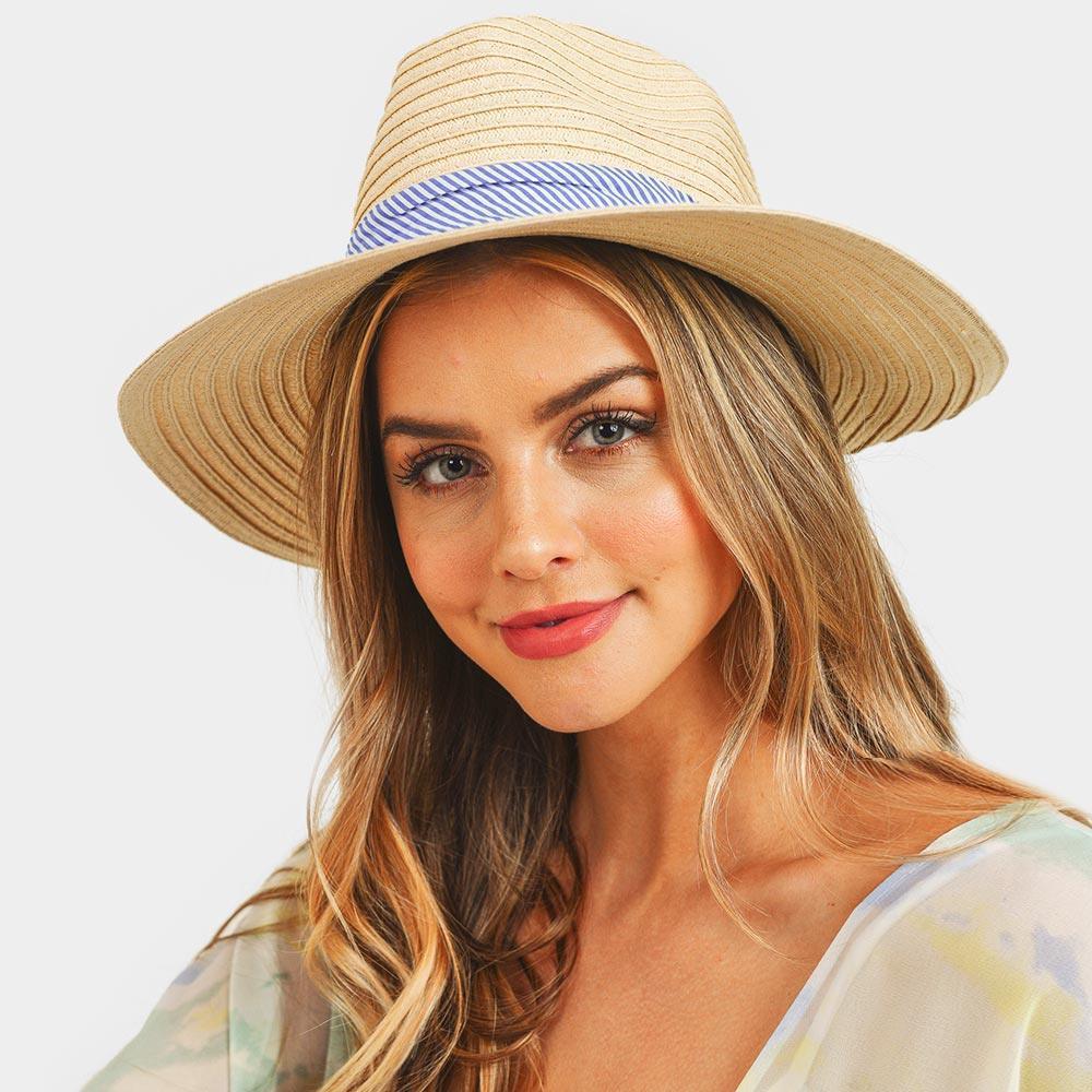 Striped Band Fold Straw Sun Hat - Jewelry Store by Erik Rayo